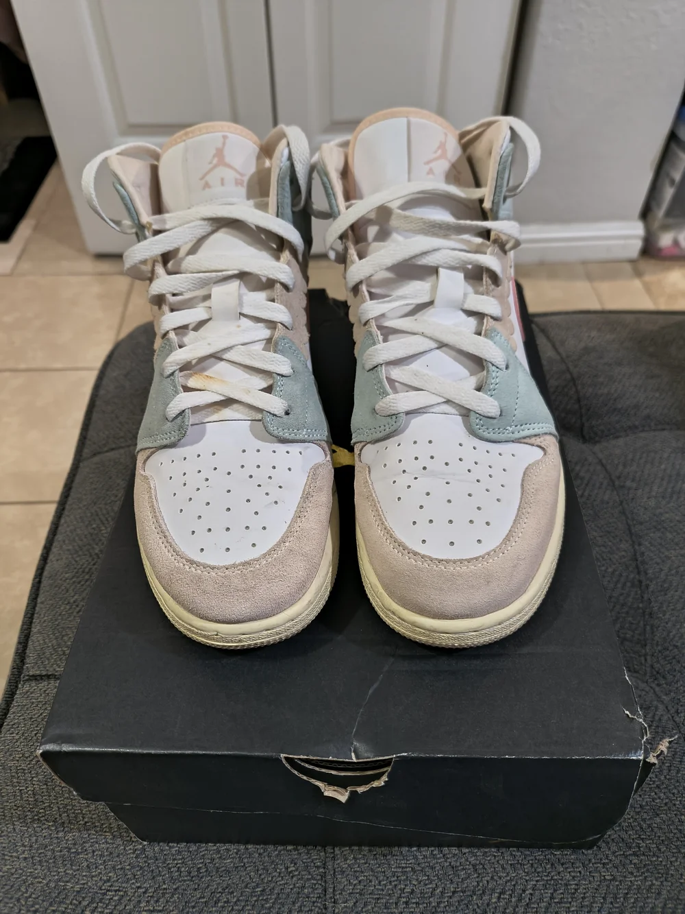 Nike Women's Air Jordan 1 Mid Pastel Pink & Mint Sneakers